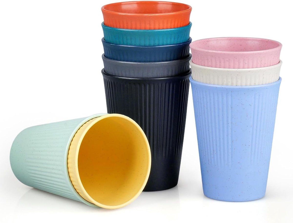 Set van 10 Herbruikbare Harde Plastic Mokken voor Kinderen en Volwassenen - BPA-vrij voor Koffie, Water en Thee