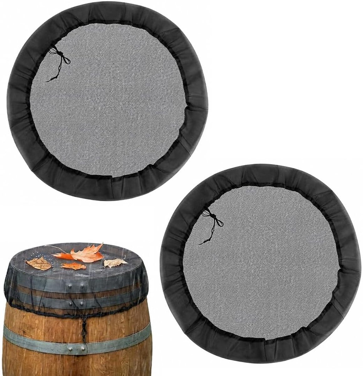 2-delige Set Hoge Kwaliteit Regenwatercontainers,Deksel voor Regenwatertank,100 cm,Verstelbaar Deksel,Bescherming Tegen Bladeren en Insecten