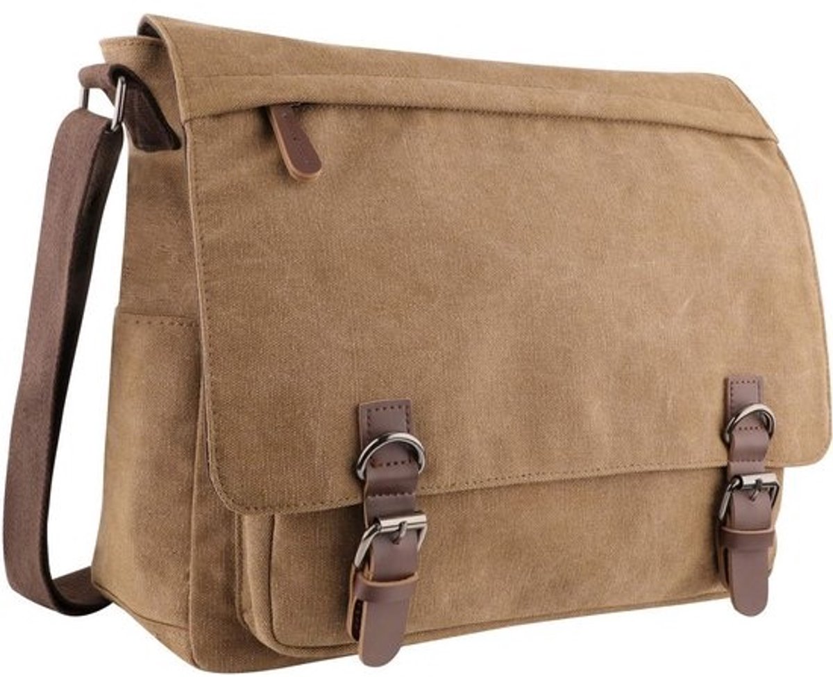Waterdichte Grote Schoudertas voor Heren - Canvas Messenger Bag voor 15 Inch Laptop
