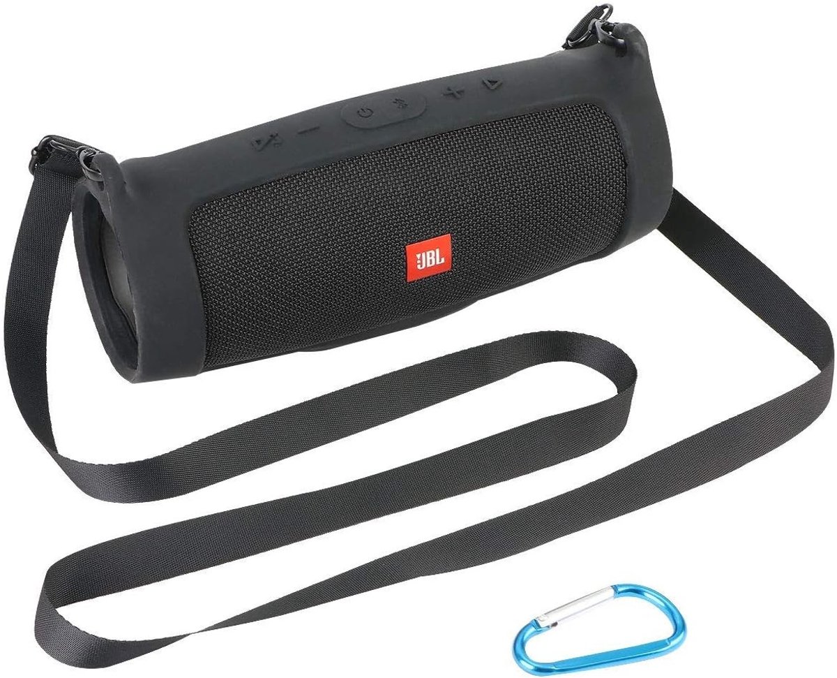 Siliconen hoes voor JBL Charge 4 Bluetooth speaker met karabijnhaak, schouderriem en stevige bescherming