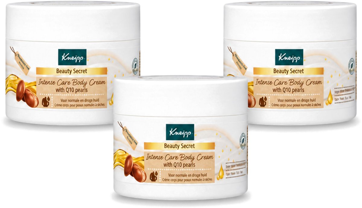 3 x Kneipp - Body crème - Beauty Secret - Met Q10 parels - 200 ml - Voordeelverpakking - 3 stuks