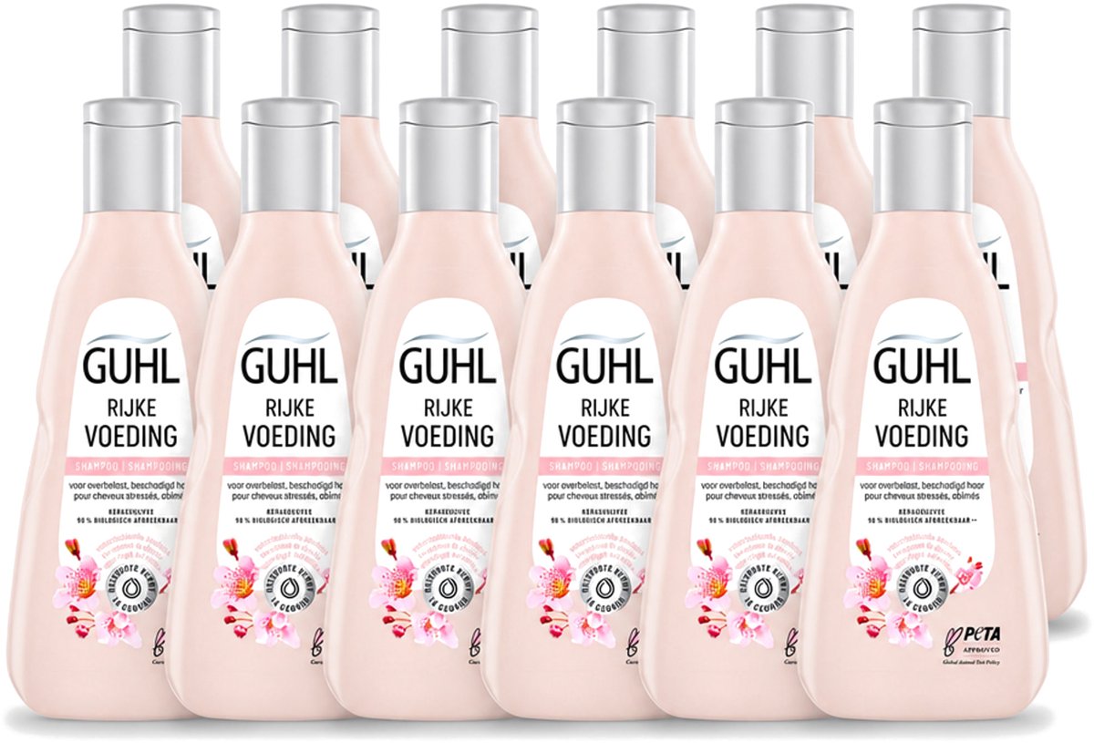 12 x Guhl - Shampoo - Rijke Voeding - 250 ml - Voordeelverpakking - 12 stuks