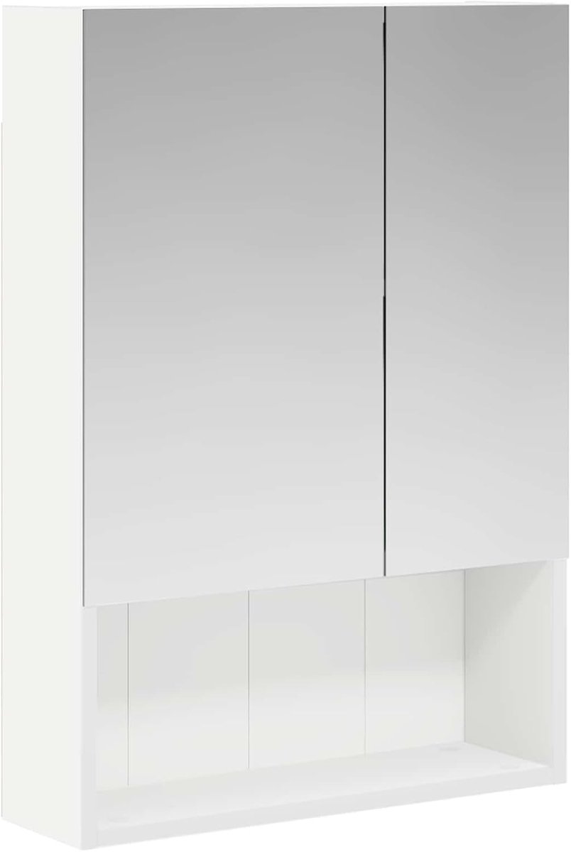 Badkamerspiegelkast wit 50 x 14,5 x 70 cm houtmateriaal, spiegelkast badkamer wandspiegelkast voor familiebadkamer kleedkamer 889199