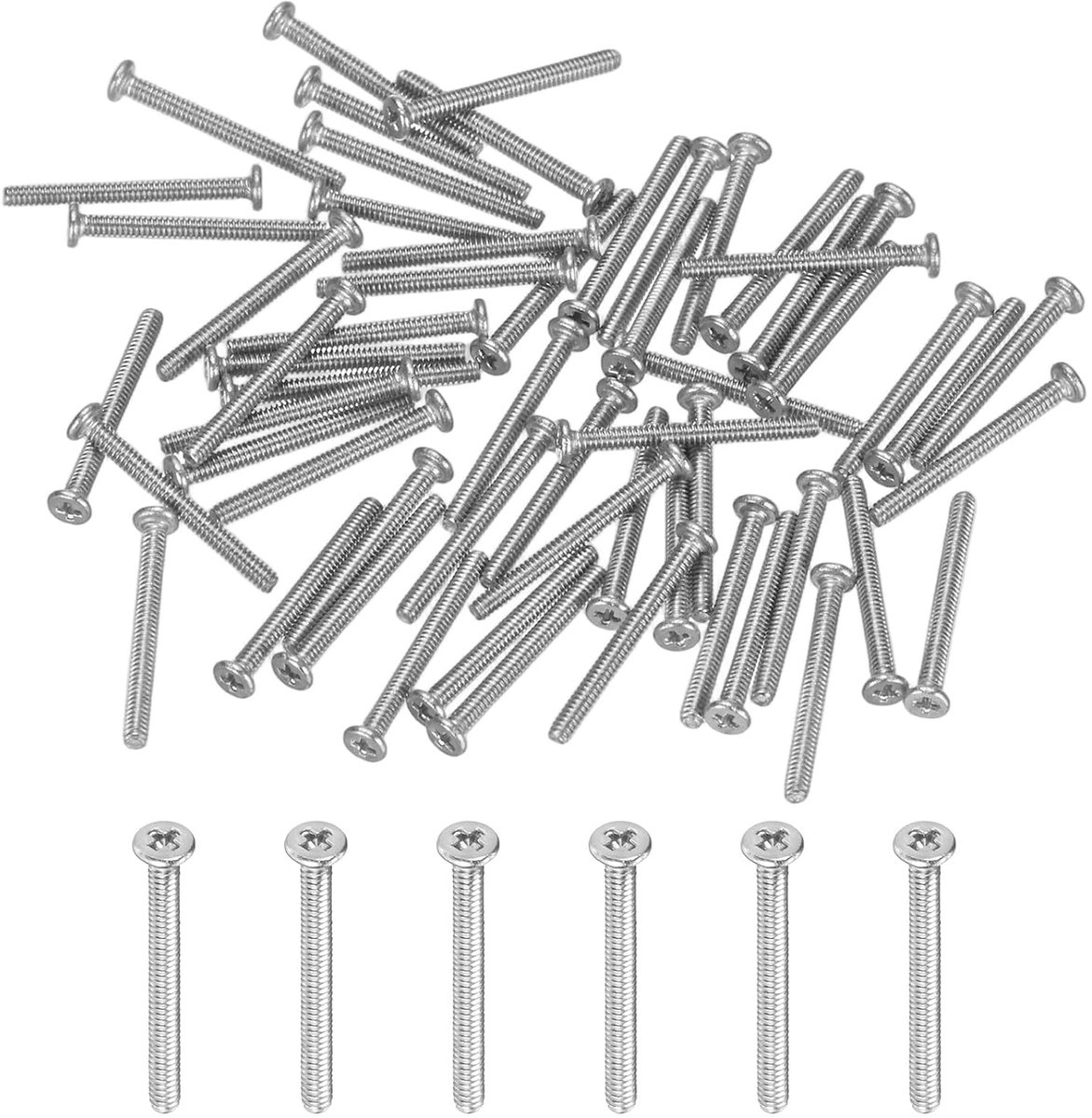 60 stuks platte kopschroeven M1 4 x 14 mm 304 roestvrij staal Phillips aandrijving kleine schroeven voor machines/apparatuur kruiskop hardware bevestigingselementen