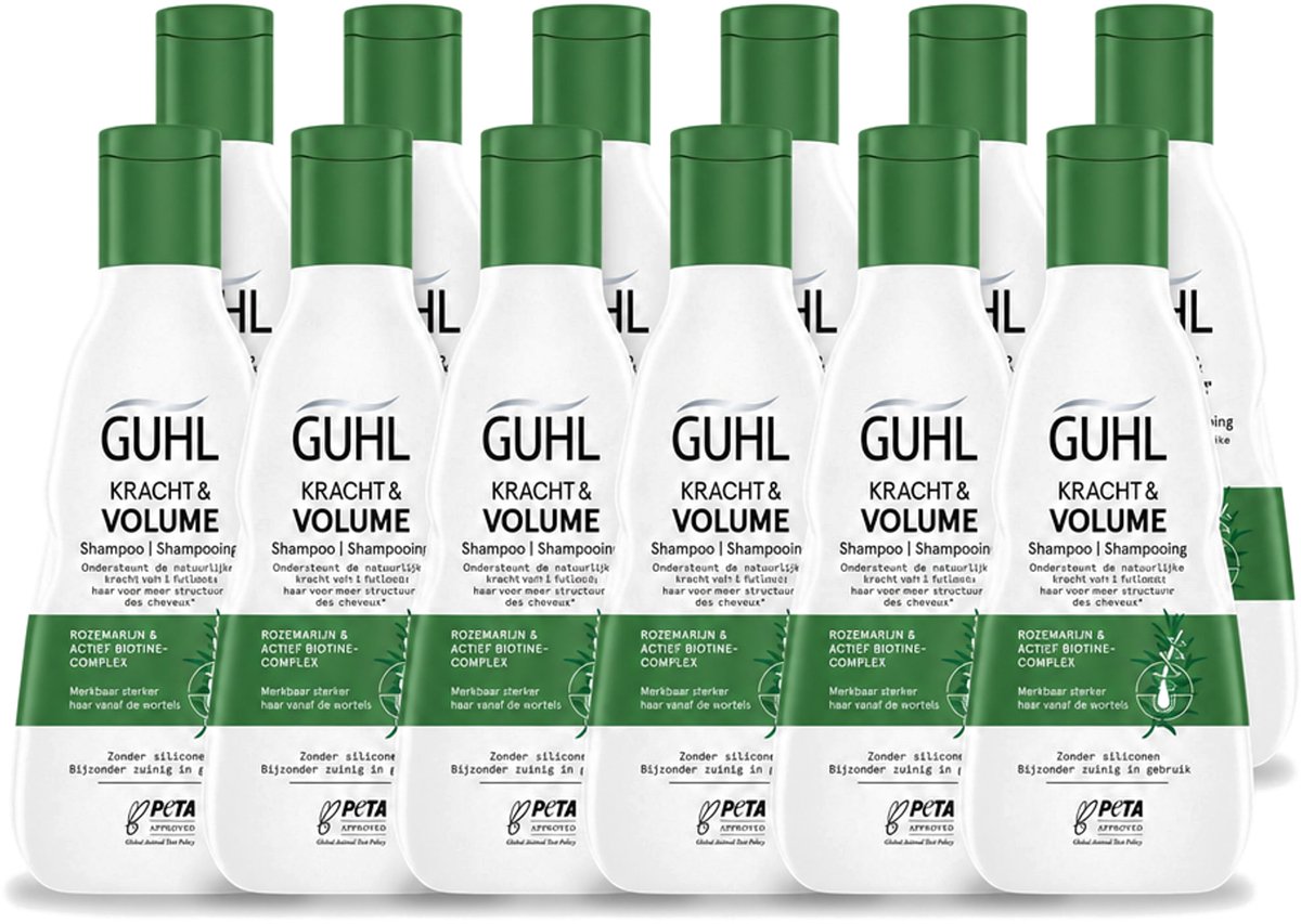 12 x Guhl – Shampoo – Kracht & Volume – 250 ml - Voordeelverpakking - 12 stuks