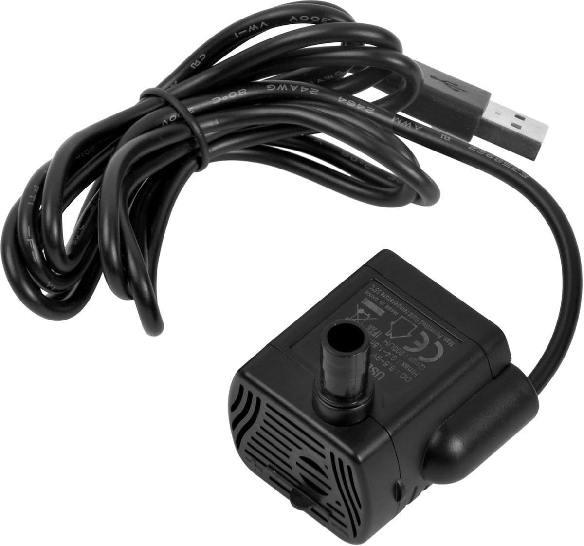 Waterpomp, klein, aquariumpomp, mini-USB, stille dompelpomp (DC 3,5-9 V, 1-3 W, 200 l/h), watercirculatie, dompelpomp voor aquarium, vijver, tuin, fontein, hydrocultuursysteem