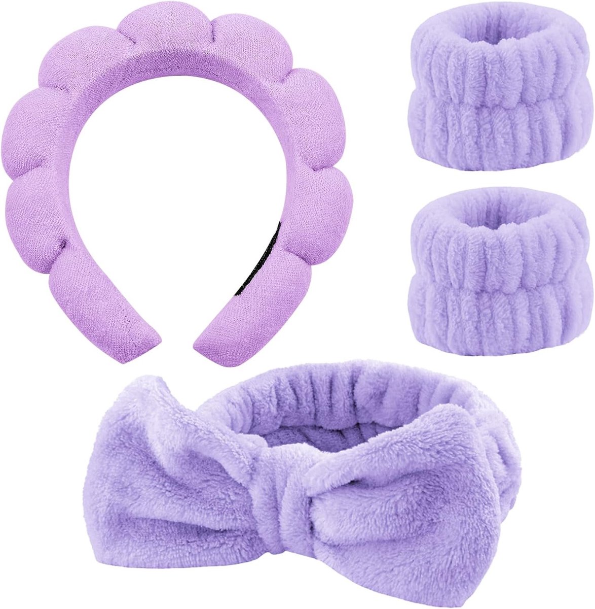 Set van 4 Haarbanden voor Cosmetica en Spa - Ideaal voor Gezichtsreiniging, Huidverzorging en Make-up - Perfect voor Yoga, Sport en Douchegebruik voor Vrouwen en Meisjes