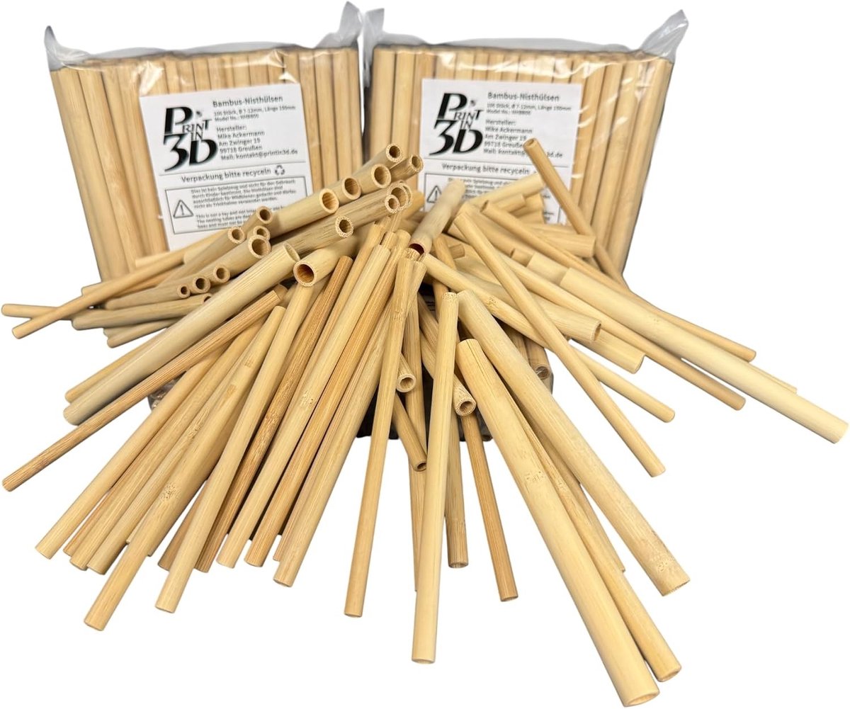 Insectenhotel - Bamboe Nestbuizen - 150 mm Lengte - 7-12 mm Diameter - Voor Wilde Bijen en Solitaire Bijen