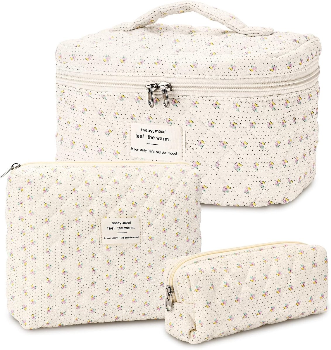 Drie Delige Make-up Set voor Vrouwen - Draagbare Cosmetica Tas en Toiletset voor Dagelijks Gebruik en Reizen, Ruim en Stijlvol
