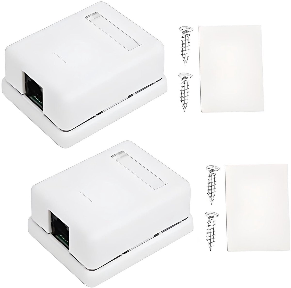 Oppervlakte gemonteerde doos, 2 stuks RJ45 doos Cat6 enkelpoort desktop informatie netwerkdozen met ingebouwde schroeven voor duurzame communicatieverbindingen