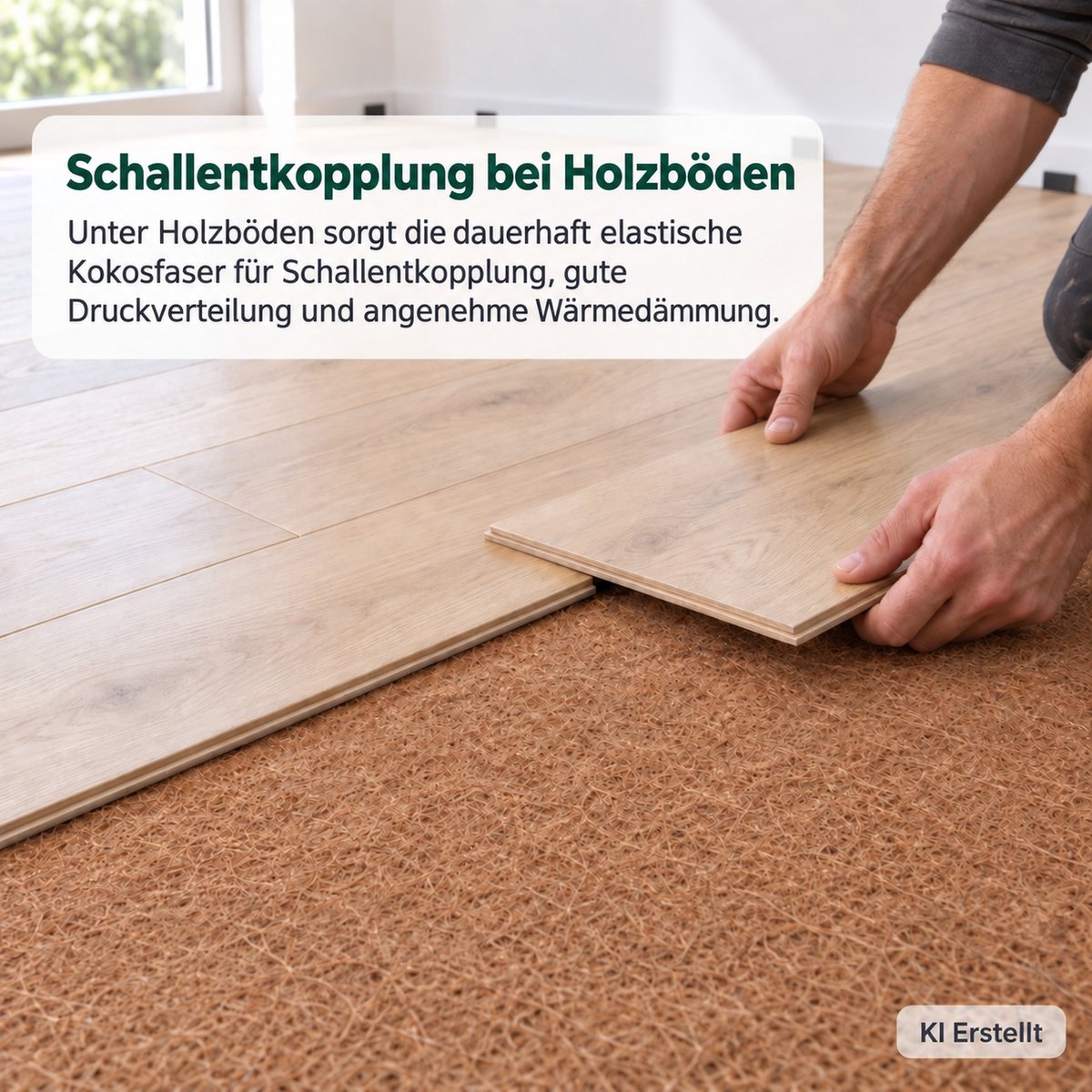 100 m Kokos contactgeluidsisolatie 600 g/m² – Natuurvezelmat 3,5 mm, 1 m breed – Warmte- en geluidsisolatie