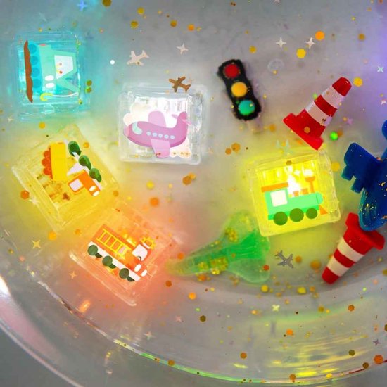 Glo Pals - light up cubes - Badspeelgoed - Sensory play - Auto - Voertuigen - 6 stuks van Glo Pals — afbeelding 5