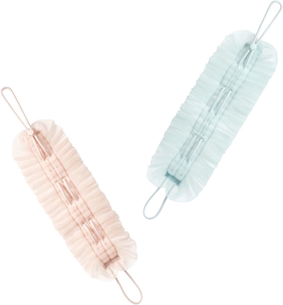 2-in-1 douchespons en netpeelingspons, 2 stuks badsponzen met trekkoord voor optimaal opschuimen en rugwrijven tijdens het douchen, ideaal voor huidverzorging en ontspanning