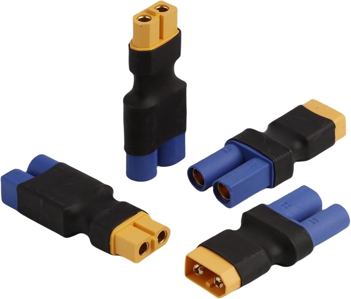 Set van 4 Adapters voor Draadloze XT60 naar EC5 en EC5 naar XT60 - Geschikt voor RC Drones, Modelauto's en Vliegtuigen
