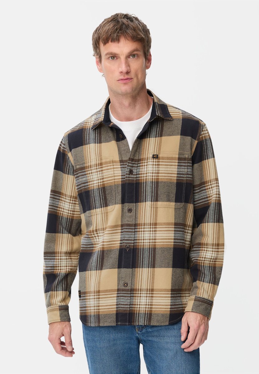 camel active Flanellen geruit overhemd met borstzak - Maat - Granatowymenswear-3XL