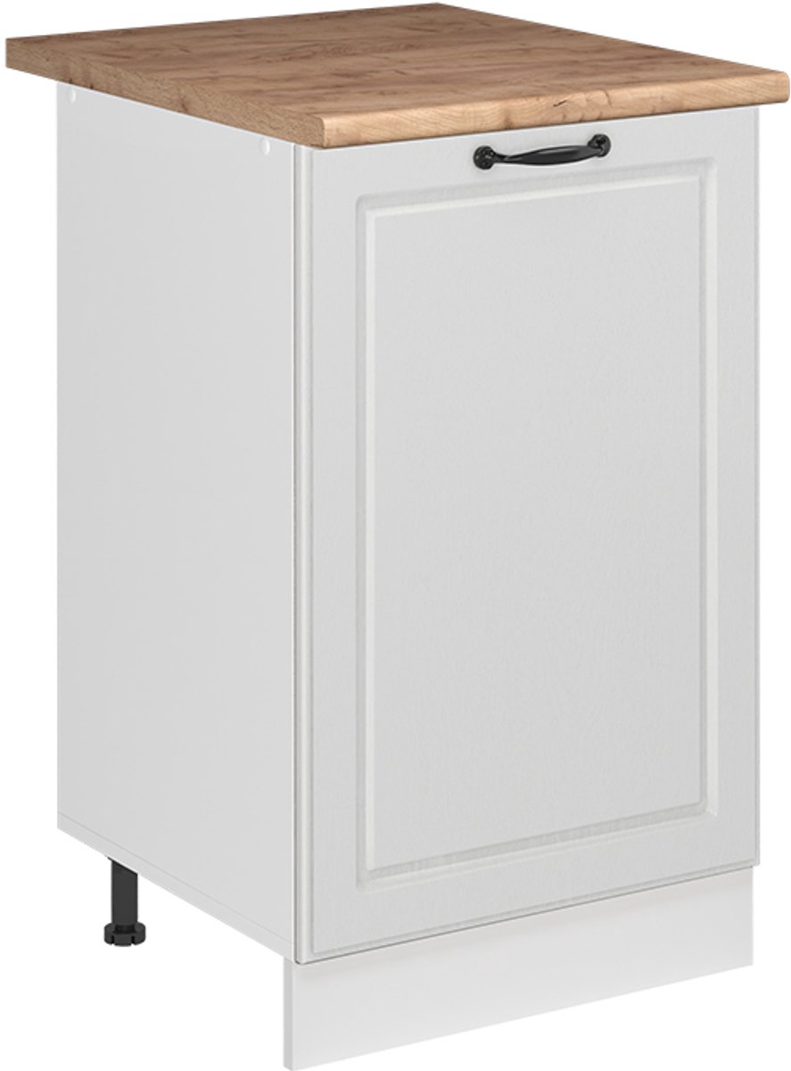 Vicco Keukenonderkast R-Line, Wit landelijk/Wit, 50 cm goudkleurig eiken werkblad