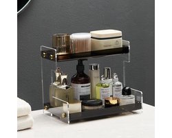 Badkamer opbergorganizer 2-laags acryl parfumlade make-up organizer kruidenrek - opbergplank voor badkamer keuken woonkamer slaapkamer - Beelee.