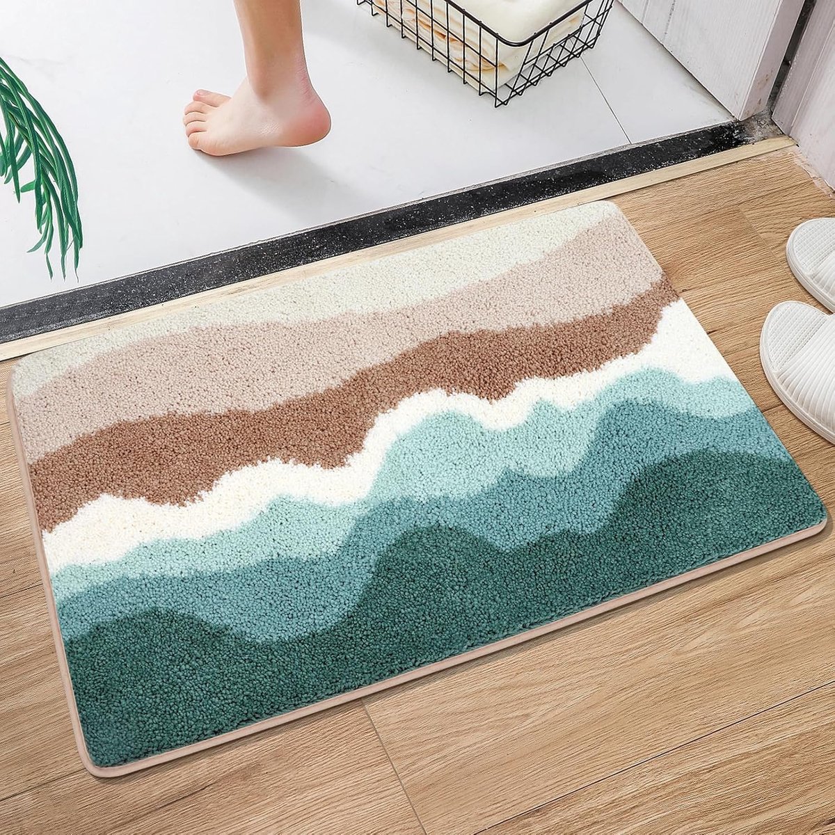 Absorberende badmat - Badmat met strandpatroon - Antislipmat - Antislipmat van microvezel - Gemakkelijk schoon te maken deurmat - 50*80 cm