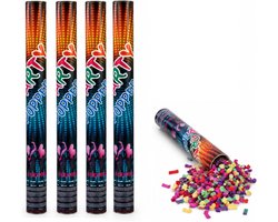 Confetti kanon in een kleurenmix - 5x - Papieren confetti snippers shooter - 80 cm - feestartikelen
