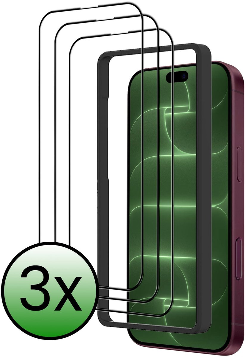 Screenprotector - 3 Stuks Geschikt voor Apple iPhone 18 Pro - Met Installatie Frame - Beschermglas - Gehard Glas - Tempered Glass - Screen Protector