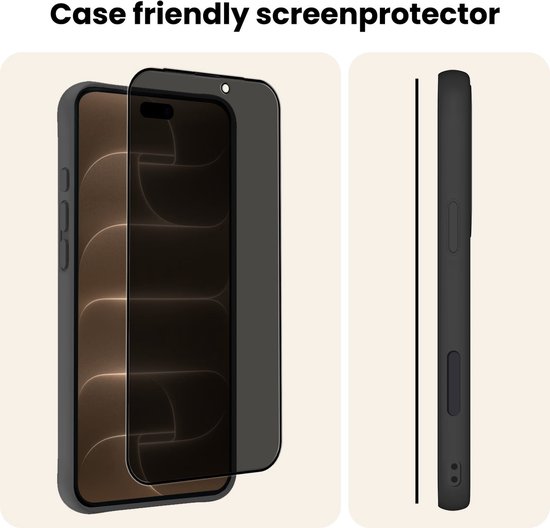 Case friendly screenprotector voor paarse iPhone. Past ook met een hoesje.