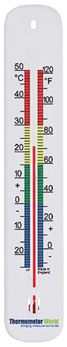Kleurgecodeerde Wandthermometer 215 mm voor Binnen en Buiten - Temperatuurmonitor voor Tuin en Huis