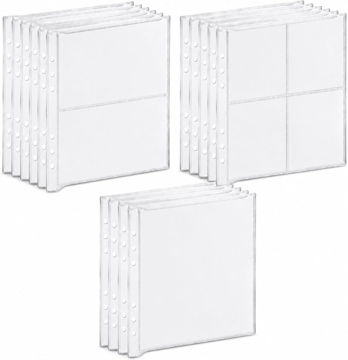 30 stuks transparante hoezen A5 voor 6-gats ringmap, A5 map fotohoezen, waterdicht PVC verzamelkaarten hoezen, doorzichtige zichtmapjes voor 3/5/7 inch foto factuur kaart