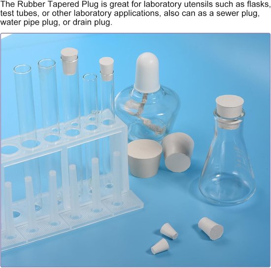 15 stuks conisch rubberen stop, 26 mm - 32 mm, rubberen massieve rubberen stop, rubberen assortimentset, siliconen stoppen voor het afplakken van gaten tijdens de poedercoating, wit — afbeelding 3