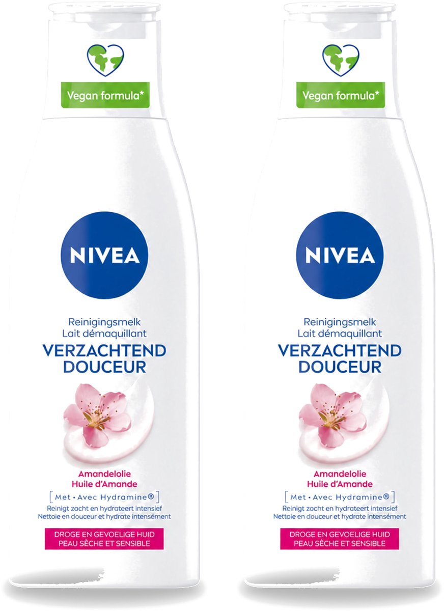 2 x Nivea - Gezichtsreiniger - Droge en Gevoelige Huid - Amandelolie - Hydramine - 200 ml - Bulkverpakking - 2 stuks