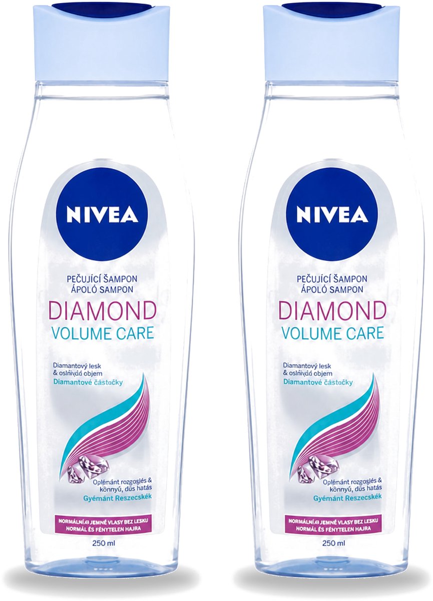 2 x Nivea - Diamond Volume Care Shampoo - 250 ml - Voordeelverpakking - 2 stuks