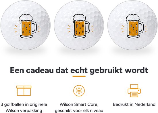 Wilson Golfballen Biertje - Feest Golf Cadeau - 3 stuks - Golfbal met Opdruk van Wilson — afbeelding 2