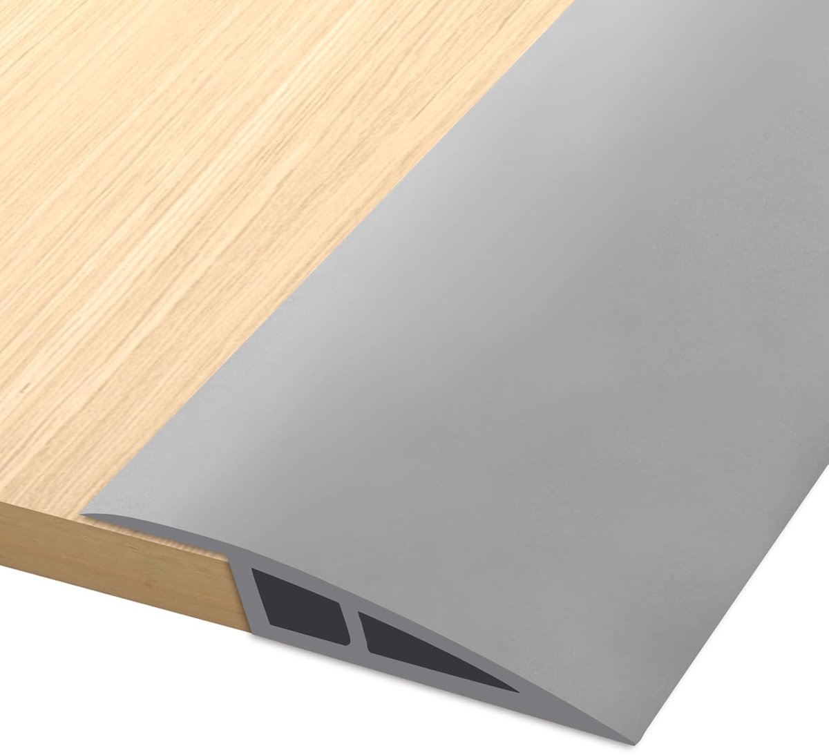 1m * 5cm PVC Overgangsprofiel Hoogtecompensatie Zelfklevend, Overgangslijst Vloerovergangsprofiel voor Hoogteverschil van 5~10mm, Overgangsstrip voor Vloeren en Laminaat (Grijs)