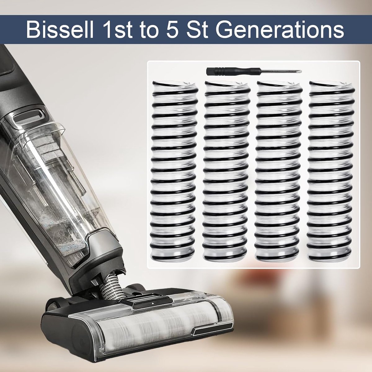 4 x onderste afvoerslangen voor Bissell vloerreiniger, reserveonderdelen voor onderste buizen, reserveset voor slangen, 4 slangen, 1 schroevendraaier – foto 6