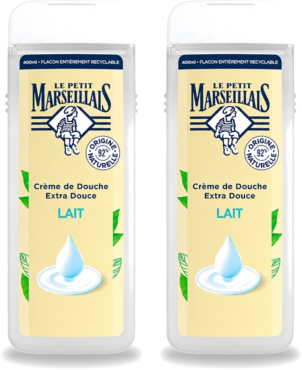 2 x Le Petit Marseillais – Douchecrème – Lait – 400 ml - Voordeelverpakking - 2 stuks
