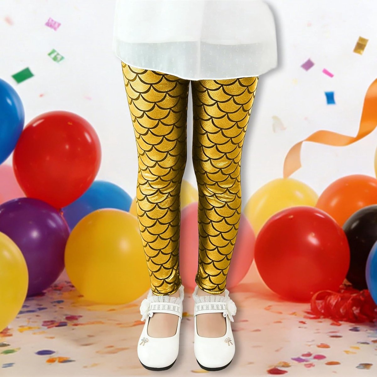 Paillettenlegging voor meisjes, glinsterend schubbenpatroon, nauwsluitende danspanty voor kinderen, kostuumfeestjes