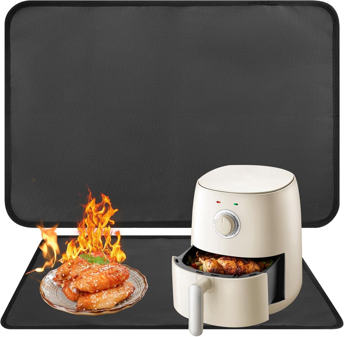 Onderlegger, hittebestendige mat voor luchtfriteuse, vuurvaste siliconen matten voor keukenwerkblad, werkbladbescherming, antislip en waterdicht, 60 x 40 cm