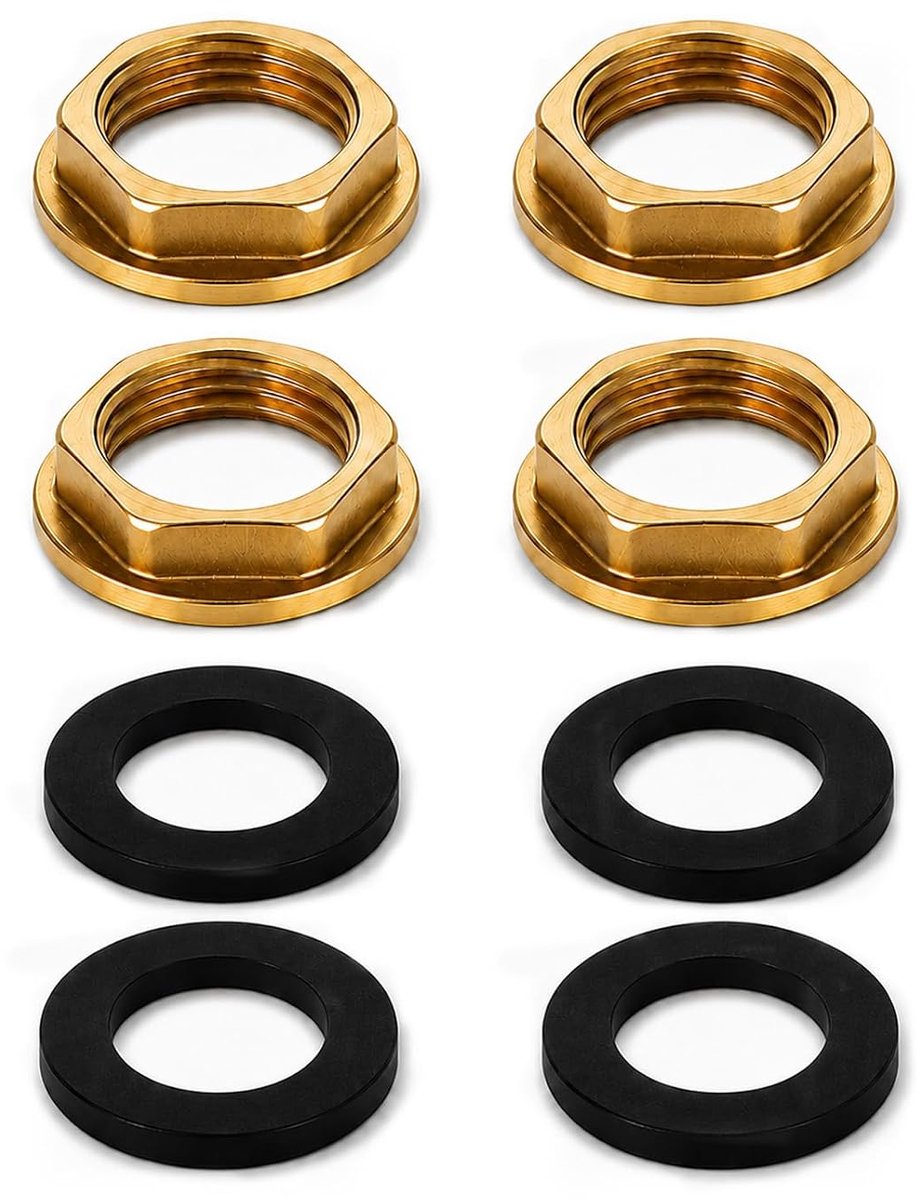 4 stuks messing flensborgmoeren 1 inch met 4 afdichtringen