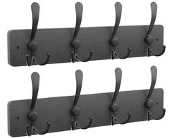 Kapstokhaken Wandmontage Set van 2 - Lengte 84 CM - Muurkapstokken Haken Heavy Duty - Massief Houten Muurkapstok - Hangers Rack voor Hoed Handdoek - Tas Gewaad Portemonnee Kleed Haken Zwart hook coat rack wall mounted