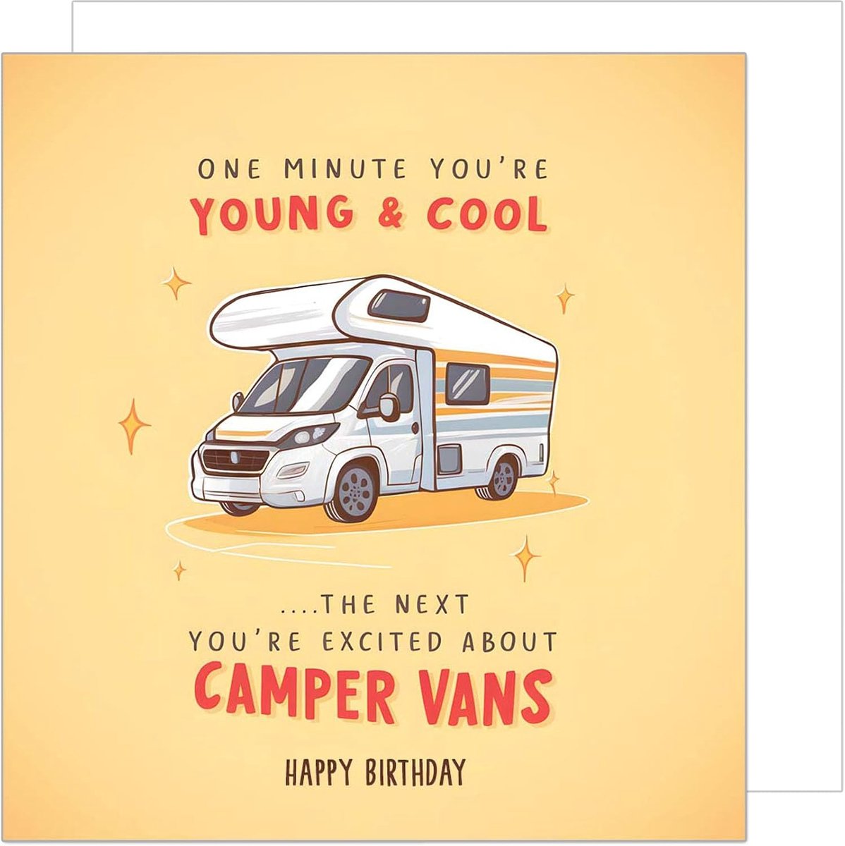 Seidel Premium vierkante verjaardagskaart met envelop. Wenskaart Happy Birthday Billet kaart met spreuk voor man vrouw camperfan grappige humor (GQ341 SW024)
