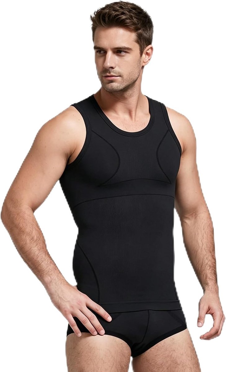 Bamboe Houtskool Compressie Vest Verbergen Moobs Undershirts Mens Afslanken Body Shaper Vest Elastische Slanke Shapewear