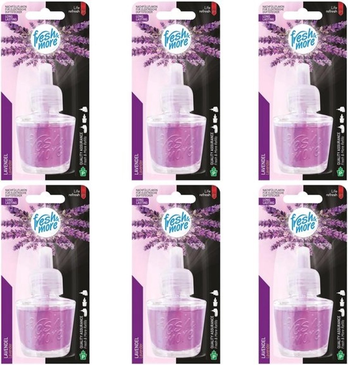 Navulflacons voor geurstekker namelijk lavendel - 19 ml - 6 stuks