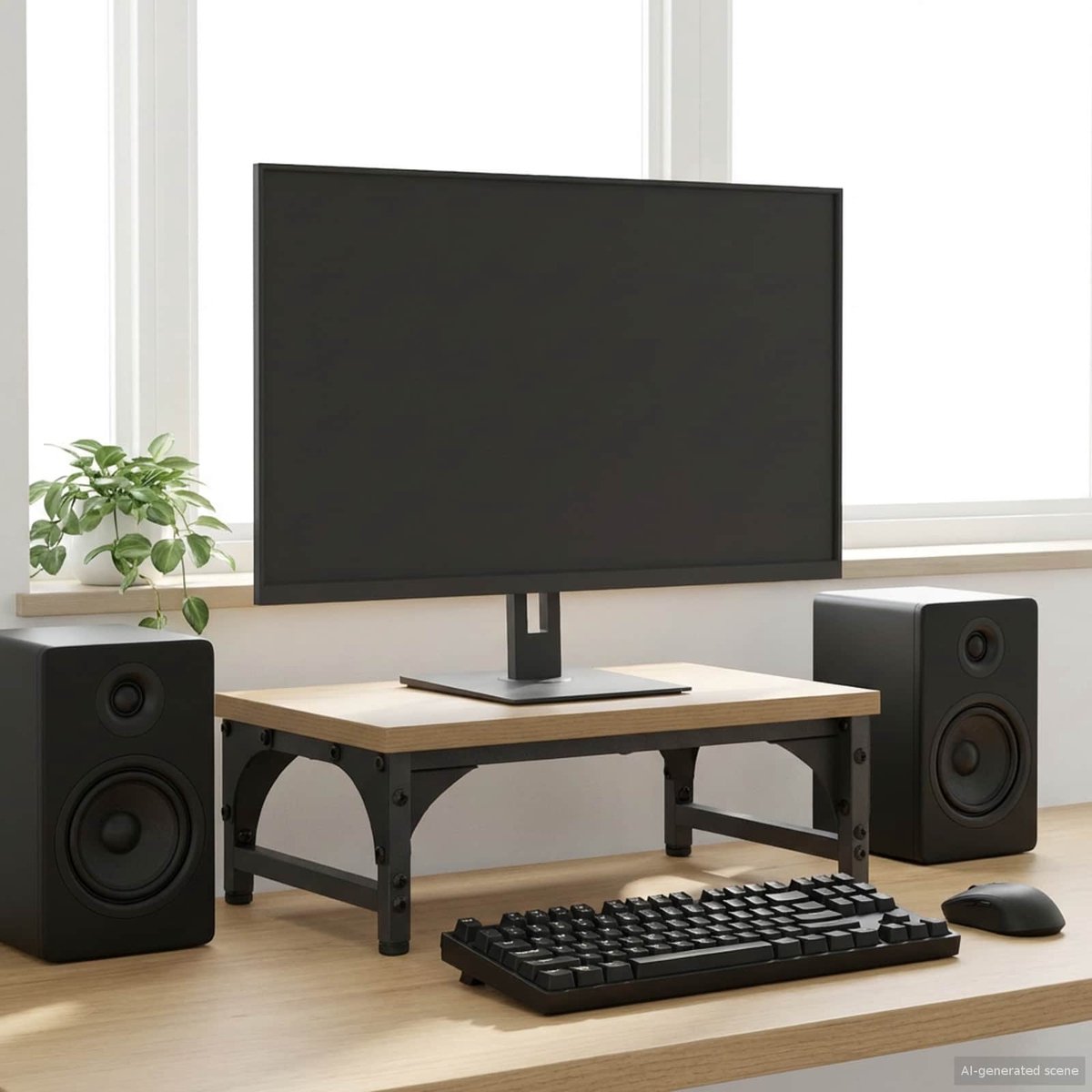 vidaXL Monitorstand - Artisanaal - eiken - 37 - x - 23 - x - 14 - cm - Bewerkt - hout Artisanaal eiken