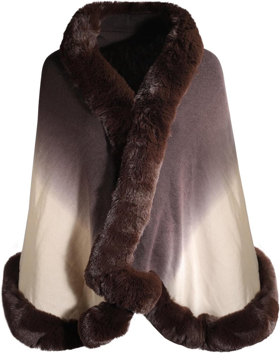 Warme Dames Sjaal van Nepbont voor de Winter, Dip Dye Bruin, Ideaal voor Koud Weer en Modeaccessoire