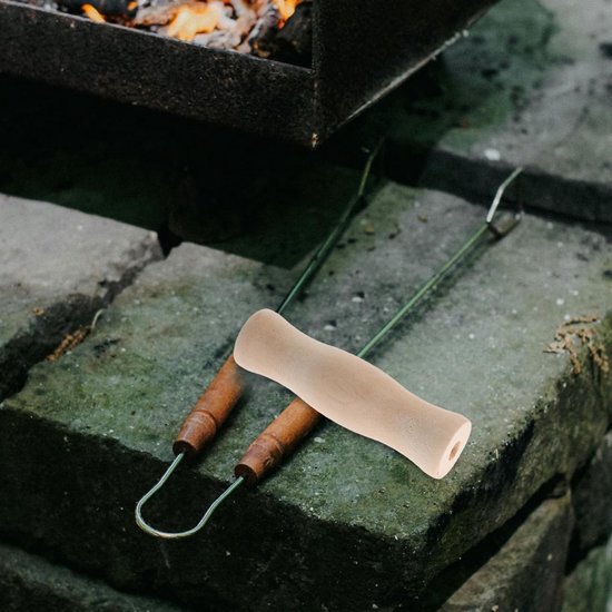 4-delige houten handgrepen voor keukengerei, ergonomisch en hittebestendig, ideaal voor kamperen en buitengebruik — afbeelding 5