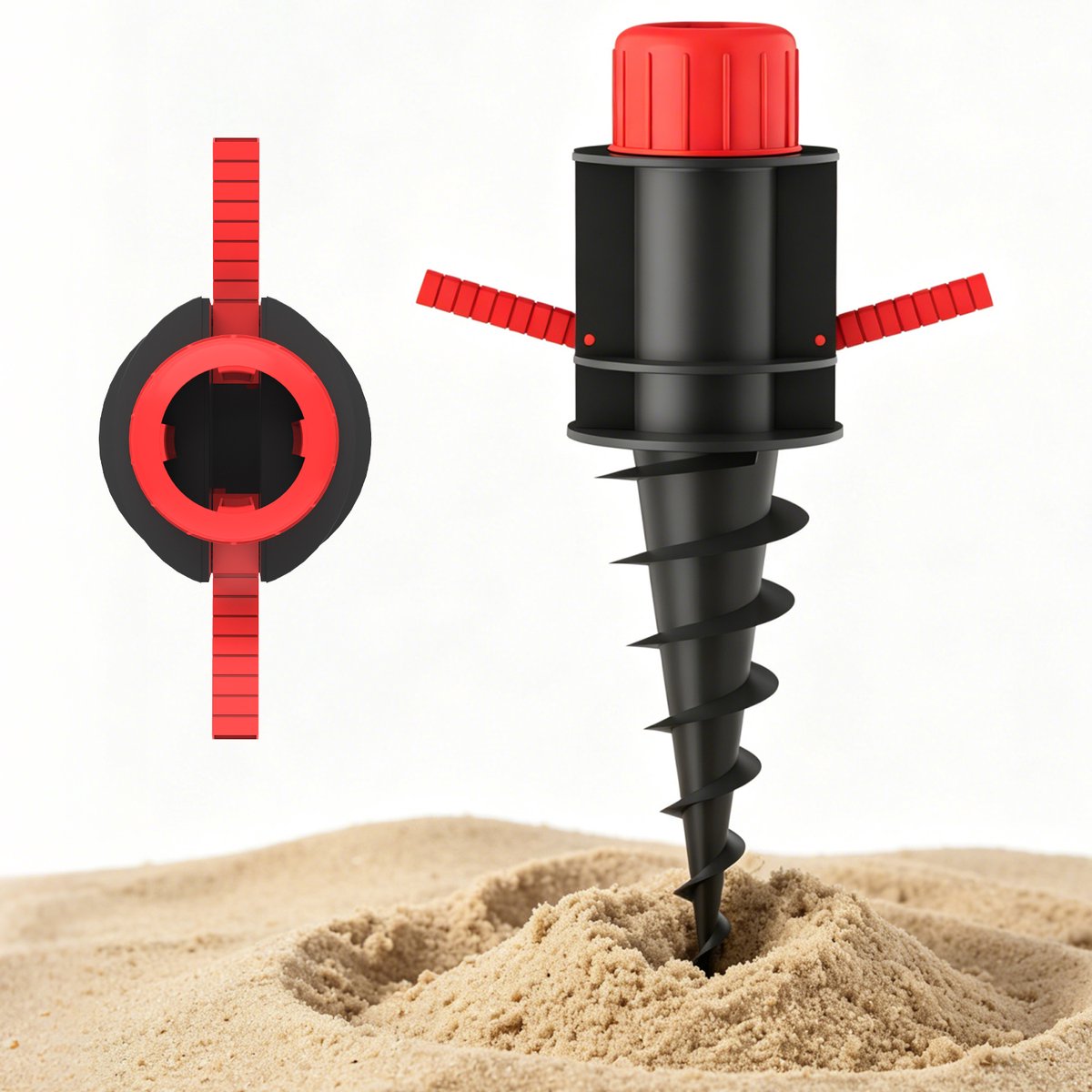 Arvioo - Parasol grondboor - 37cm - PE - inklapbaar handvat - voor strand en gazon