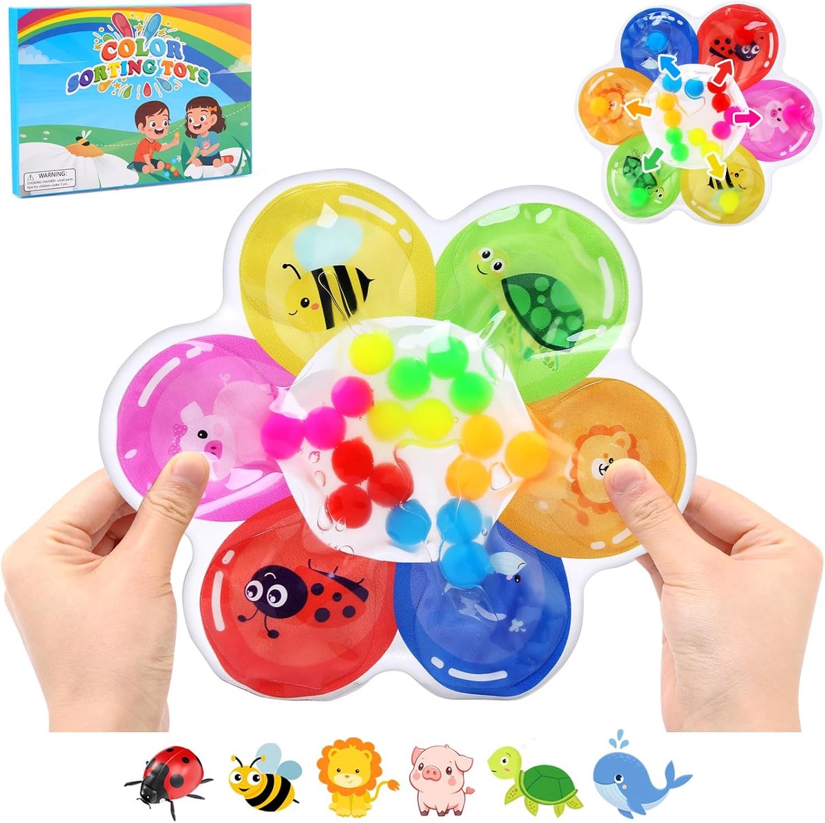 Kleursorteerspeelgoed voor peuters, sensorisch fidgetspeelgoed voor autisme, kleurafstemming, fijne motoriek spelletjes jongens meisjes, vroeg educatief Montessori-speelgoed voor kinderen 3