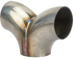 Uitlaatconnector - Y-vormige adapter - Voor uitlaatstroom - Roestvrij staal - Universele maten - Zilverkleurig