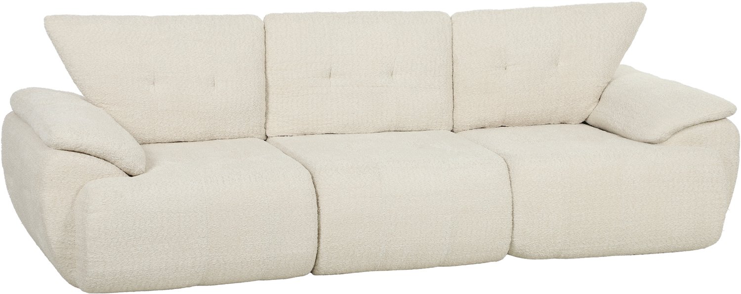 Homcom 3-zitsbank-Chenille (100% polyester), schuim met hoge dichtheid-260 x 92 x 80 cm-Crèmewit
