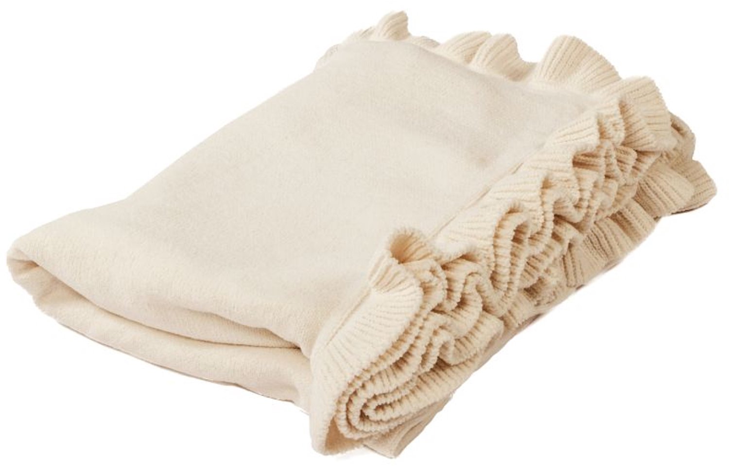 Tiseco Deken RUFFLETTE – Gebreid Plaid - 130x170 cm, ivoor IVORY