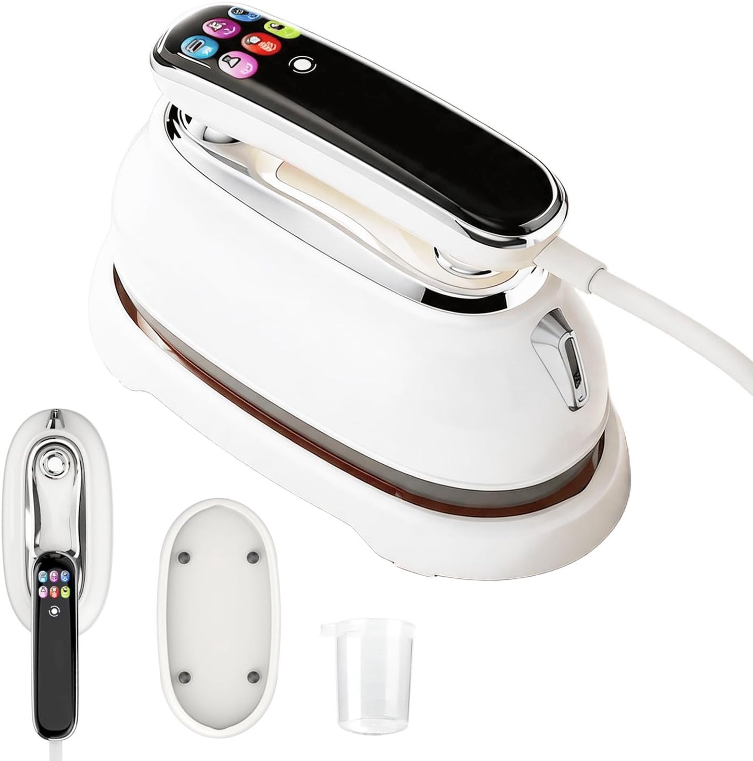 YAGXIG Mini-stoomstrijkijzer - 2-in-1 draagbare reiskledingstomer - Uitgerust met een watertank van 160 ml en LED-display - Ondersteunt 5 strijkmodi - Automatische reinigingsfunctie - 1300 W - Geschikt voor thuis en op reis